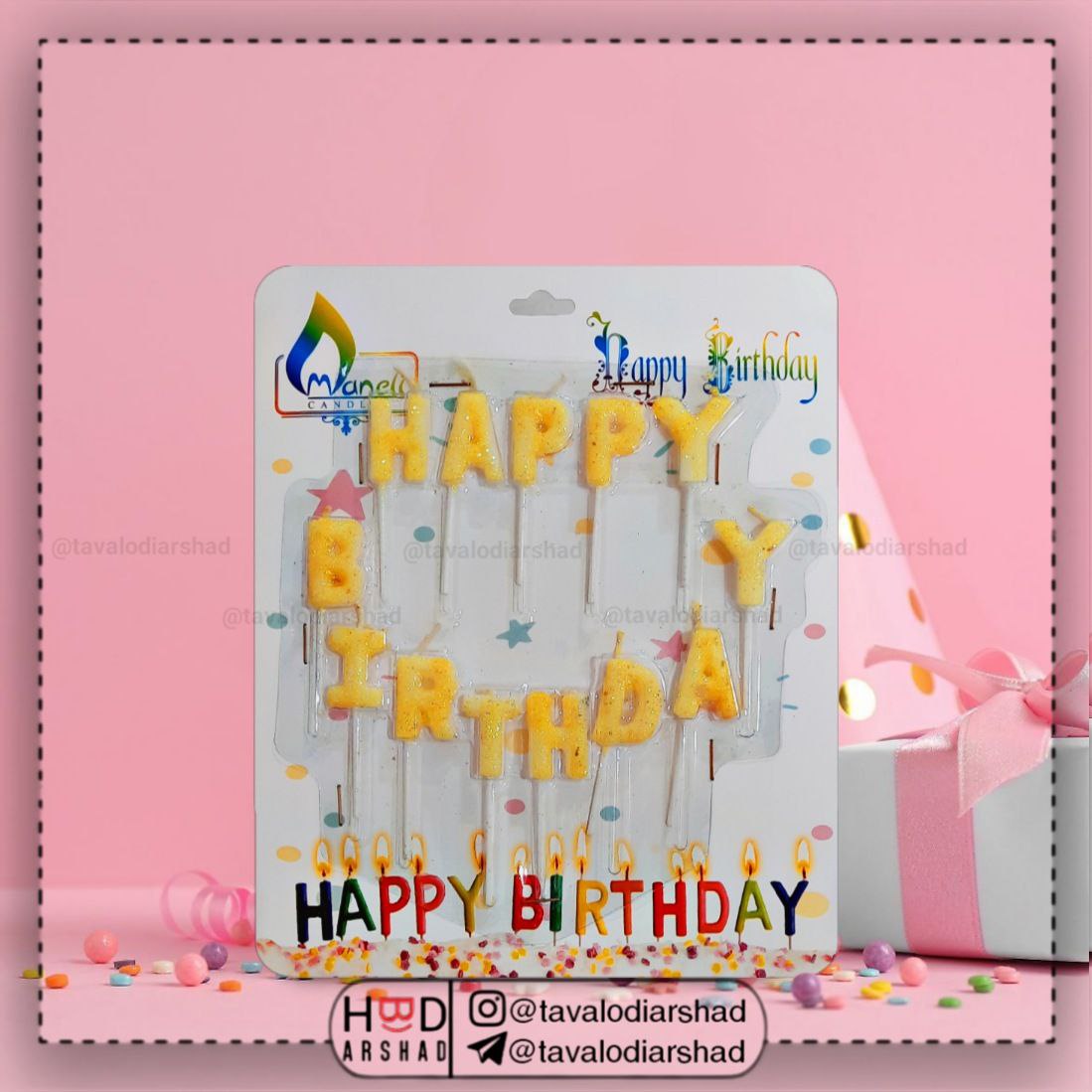 شمع هپی اکلیلی زرد